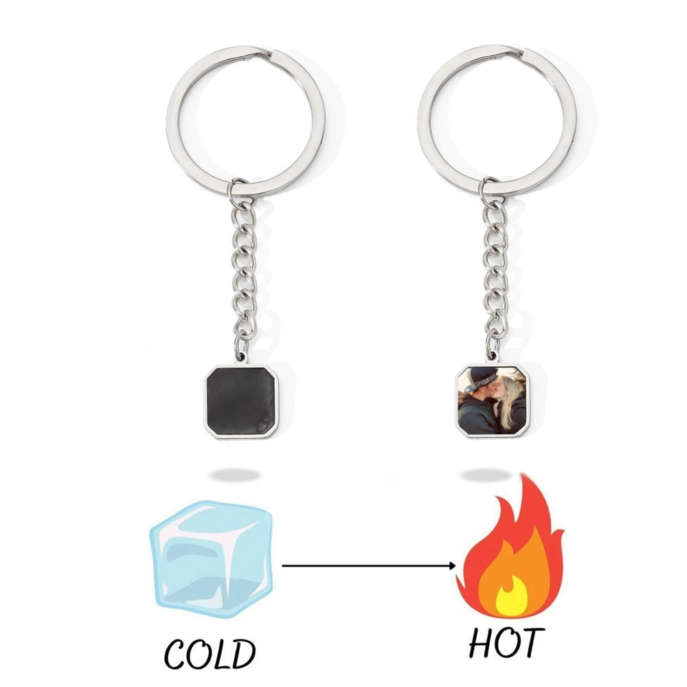 Personalized Photo Of Thermal Geometric Keychain